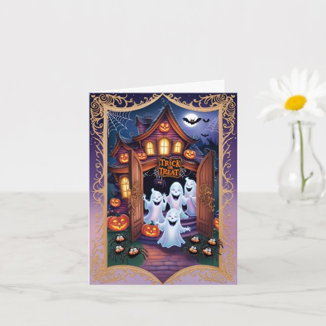 Carte Les fantômes d'Halloween sous le ciel de la Lune (Petite plante)
