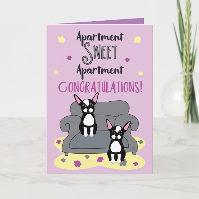 Carte Les félicitations de Boston Terrier pour son nouve (Devant)