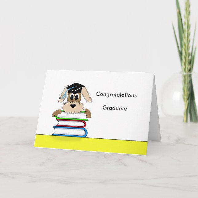 Carte Les félicitations reçoivent un diplôme le chien (Devant)