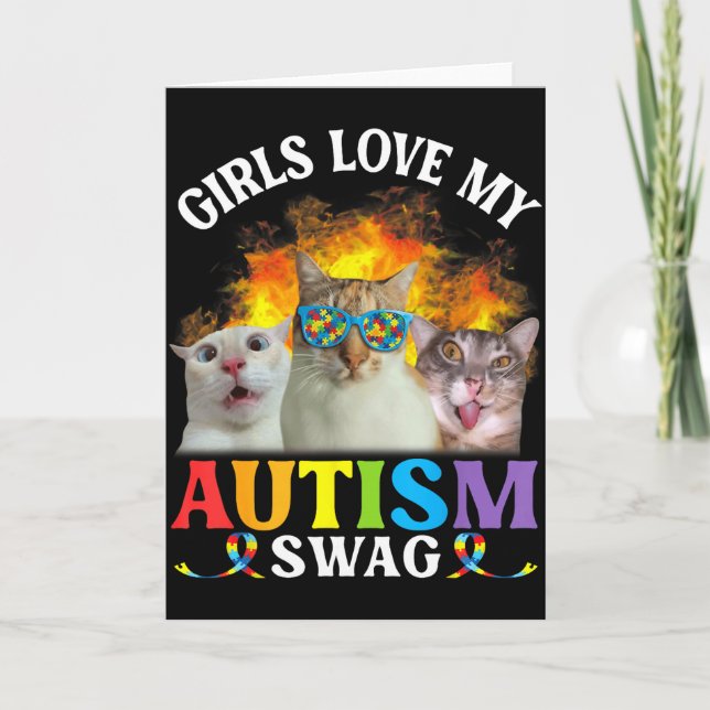 Carte Les filles aiment mon style d'autisme Mème de chat (Devant)