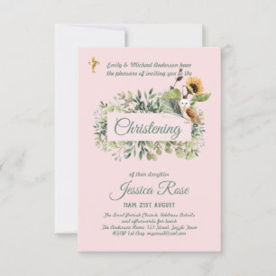 Carte Les filles de la Chouette des bois Christening Inv