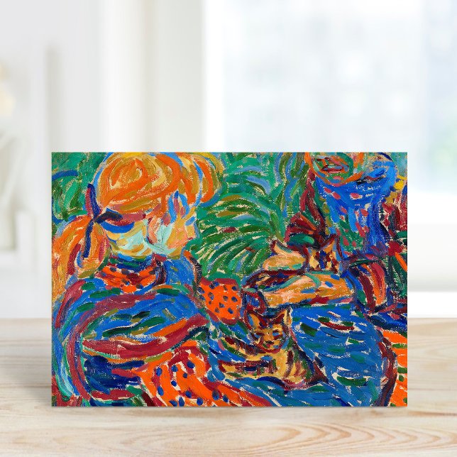 Carte Les filles jouant avec des chats | Ernst Ludwig Ki (Créateur téléchargé)