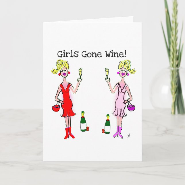 CARTE LES FILLES SONT ALLÉES VIN ! IMPRIMANTE DE VIN (Devant)