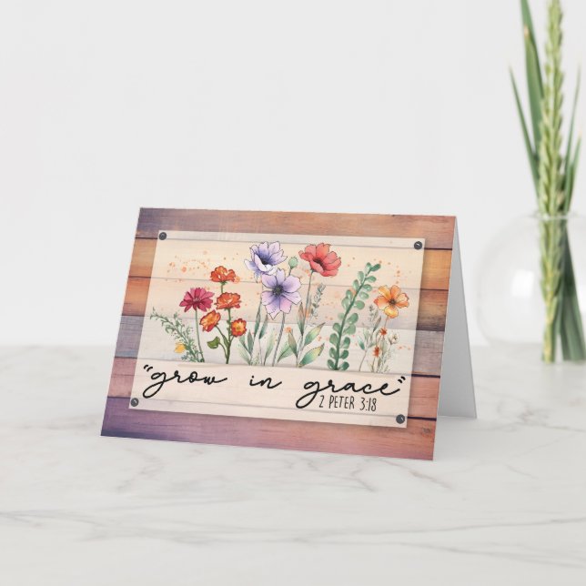 Carte Les fleurs d'aquarelle rustique se développent (Devant)