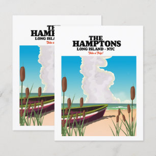 Carte Les Hamptons Long Island NYC, affiche de voyage.