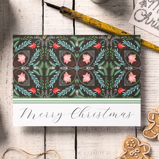 Carte Les hivers Les flocons de neige, Poinsettias, Card (Créateur téléchargé)