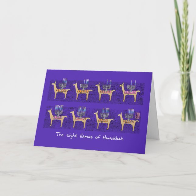 Carte Les huit lamas d'Hanoukka Folded Greeting Card (Devant)