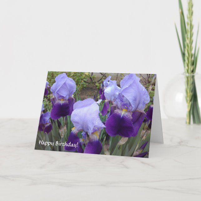 Carte Les Iris Violets Allemands Joyeux Anniversaire ! (Devant)