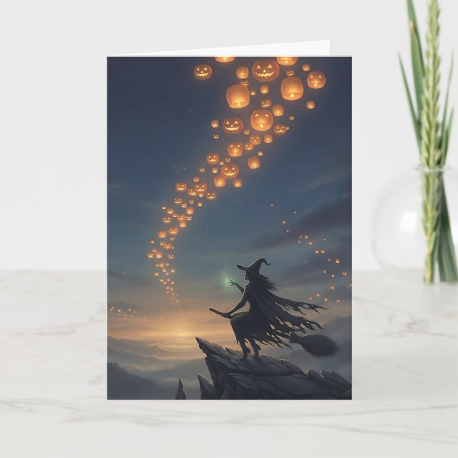 Carte Les lanternes Sky de la sorcière d'Halloween (Devant)