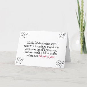 Carte LES MOTS SONT COURTS POUR DÉCRIRE MON AMOUR 25th A