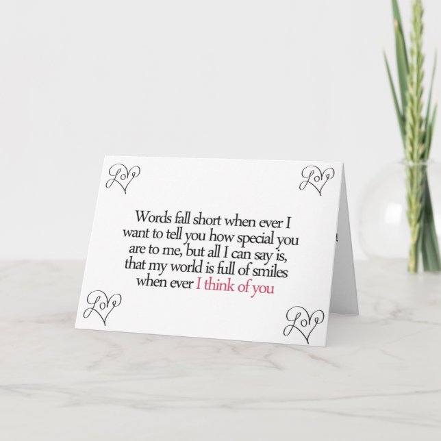 Carte LES MOTS SONT COURTS POUR DÉCRIRE MON AMOUR 25th A (Devant)