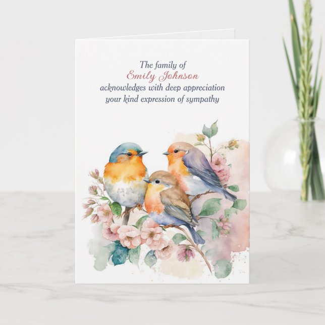 Carte Les oiseaux bleus du Merci de la sympathie (Devant)