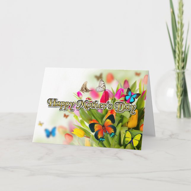 Carte Les papillons de la Fête des Mères tulipes (Devant)