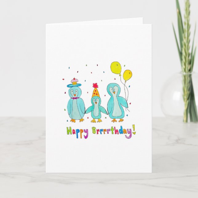 Carte les pingouins disent brrrrrrrrthday heureux ! (Devant)
