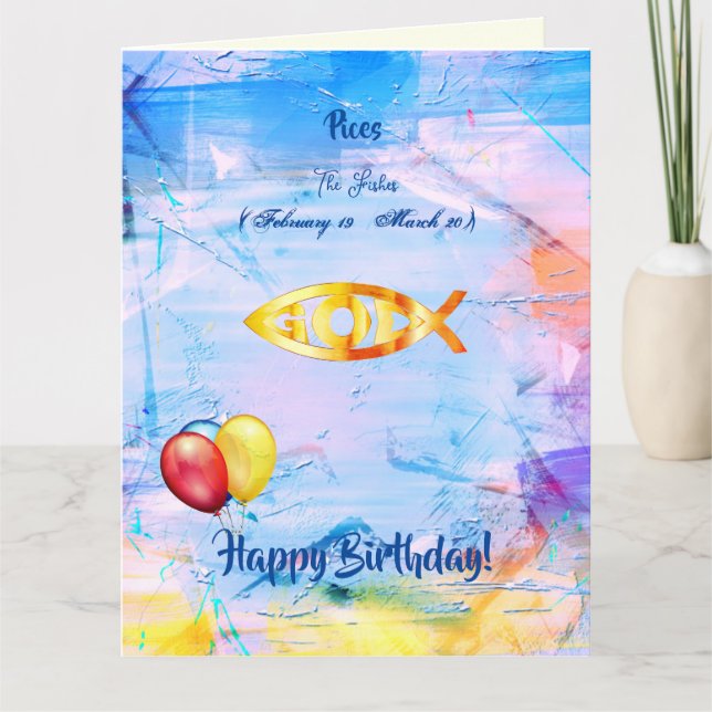 Carte Les Poissons - Poissons Anniversaire (19 février - (Devant)