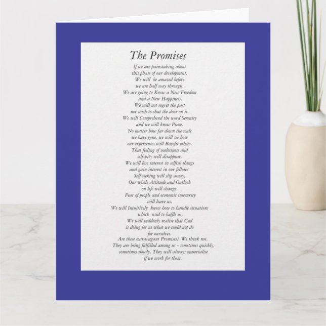 Carte Les promesses des AA (feuille de papier.) (Devant)