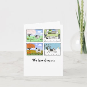 Carte Les quatre saisons de Keeshond   Caricature de chi