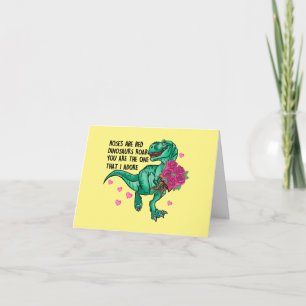 Carte Les roses sont Red Funny Dinosaur Saint Valentin