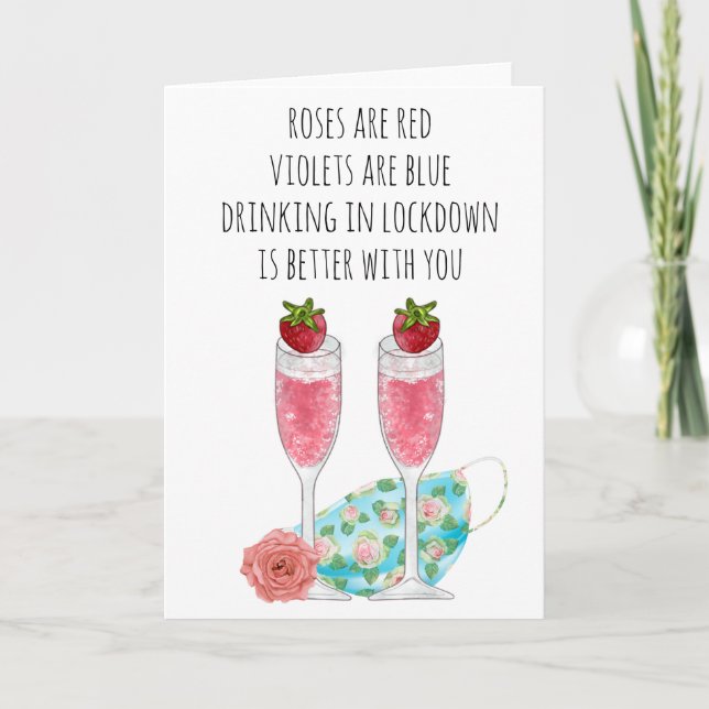 Carte Les roses Sont Red Funny Lockdown Quarantine (Devant)