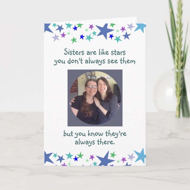 Carte Les soeurs sont comme les étoiles Citation Photo p (Devant)