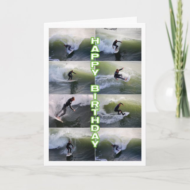 Carte Les surfeurs Collage Joyeux anniversaire (Devant)