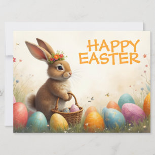 Carte Les voeux du printemps du lapin de Pâques