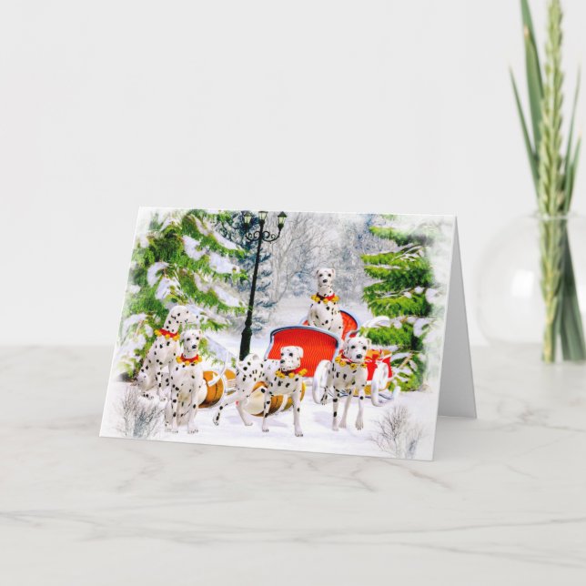 Carte Les vrais rennes de Père Noël sont des chiens dalm (Devant)
