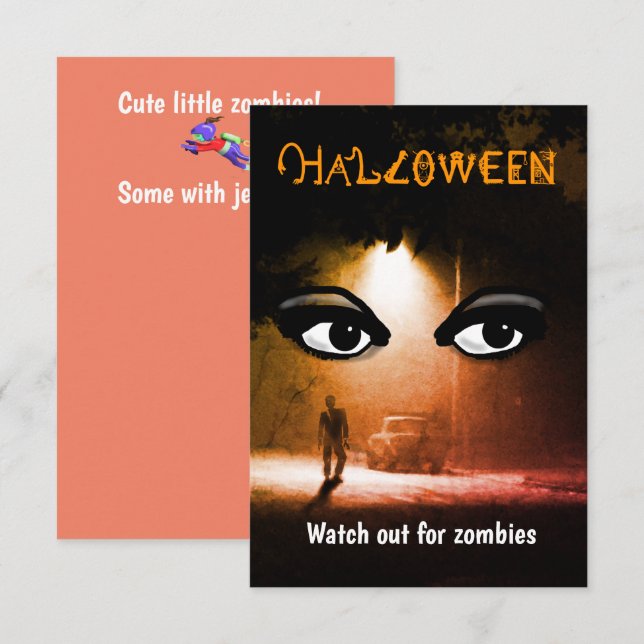Carte Les zombies d'Halloween (Devant / Derrière)