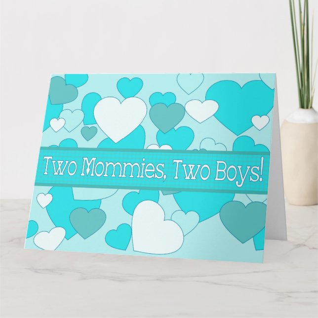 Carte Lesbian Couple Twin Boys félicitations (Devant)