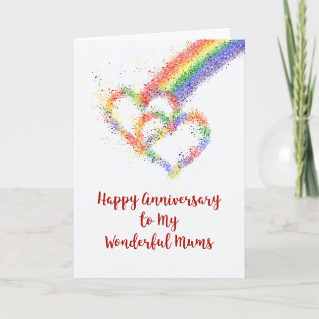 Carte Lesbian My Mums Parents Anniversaire Rainbow Heart (Devant)