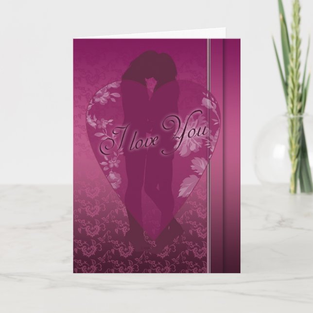 Carte Lesbienne Je T'aime Carte, Avec Femme Silhouette (Devant)