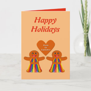 Carte Lesbienne Noël pain d'épices Couple dames