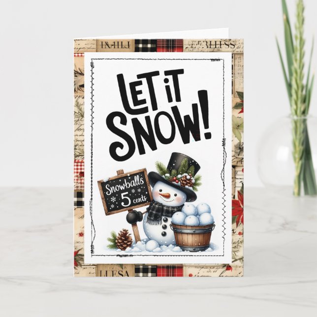 Carte Let It Snow Snowman Christmas (Devant)
