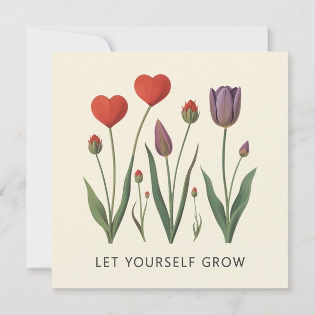Carte Let Yourself Grow Floral Heart Tulips Art (Devant)