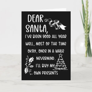 Carte Lettre amusante à Père Noël Noël cadeaux de Noël