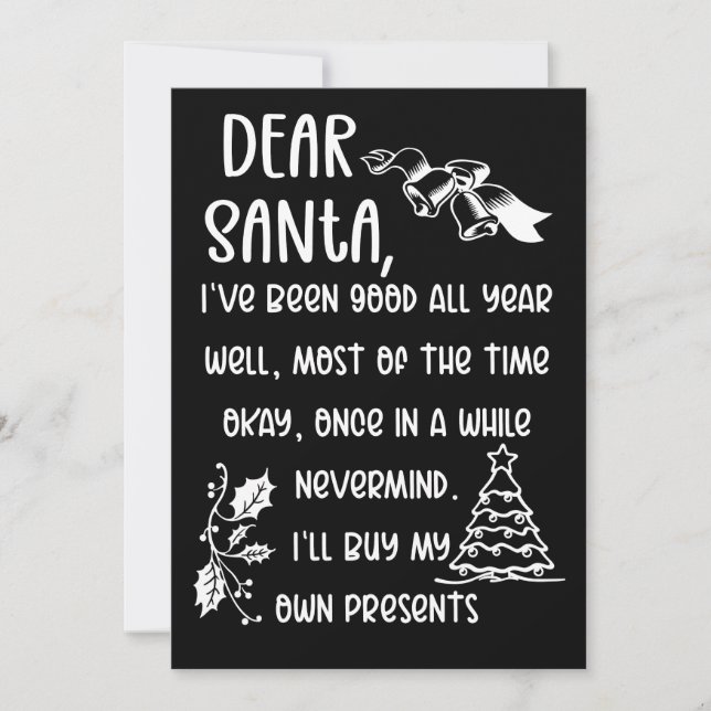 Carte Lettre amusante à Père Noël Noël cadeaux de Noël (Devant)