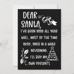 Carte Lettre amusante à Père Noël Noël cadeaux de Noël