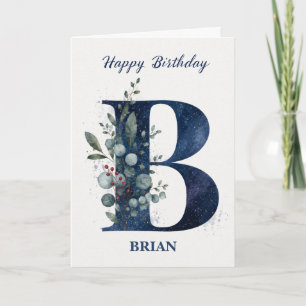 Carte Lettre B Anniversaire pour lui Nom personnalisé Bl