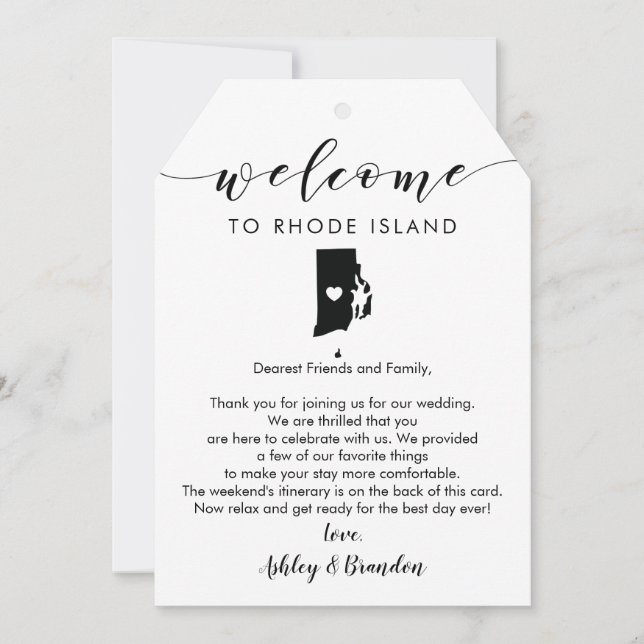 Carte LETTRE BALLE D'ACCUEIL Mariage DE Rhode Island (Devant)