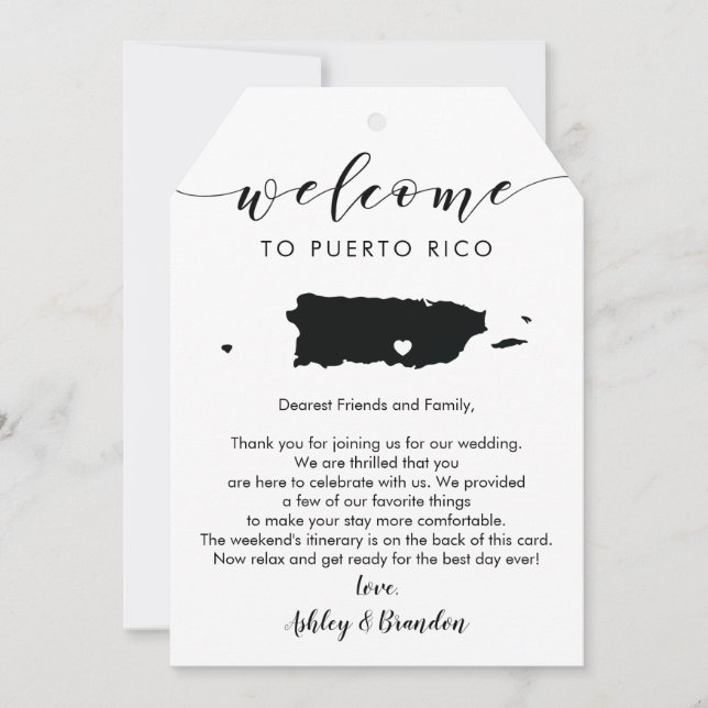 Carte LETTRE BALLE DE BILLET Mariage Porto Rico Itinérai (Devant)