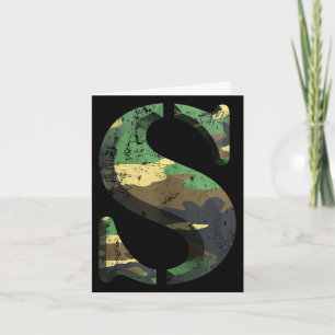 Carte Lettre capitale s pochoir police armée camo bois