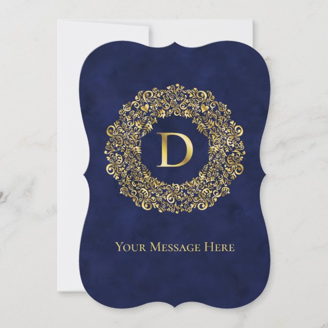Carte Lettre D or Damask Pattern (Devant)