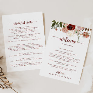 Carte LETTRE D'ACCUEIL DE Mariage Floral Rustique Or