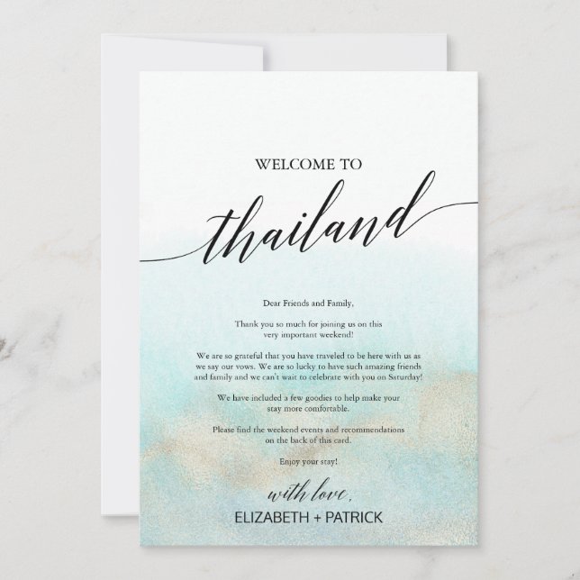 Carte LETTRE D'ACCUEIL ET Itinéraire Aqua Beach Thaïland (Devant)