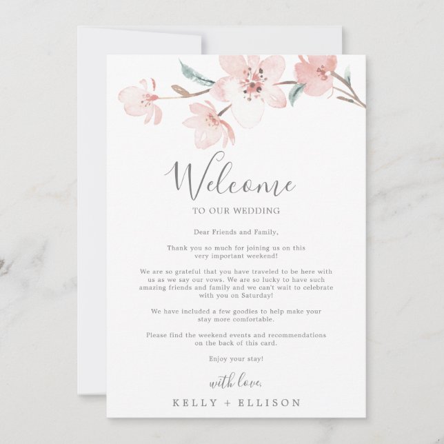 Carte Lettre d'accueil & Itinéraire Spring Cherry Blosso (Devant)