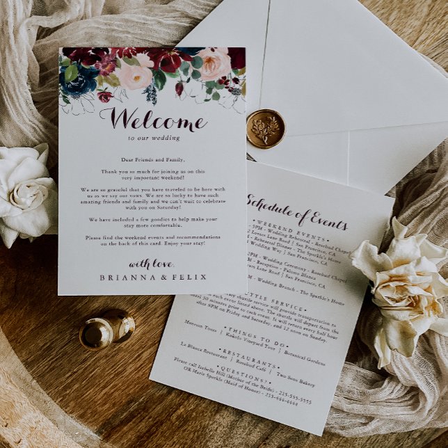 Carte LETTRE D'ACCUEIL Mariage de automne Illustré Aquar (Créateur téléchargé)