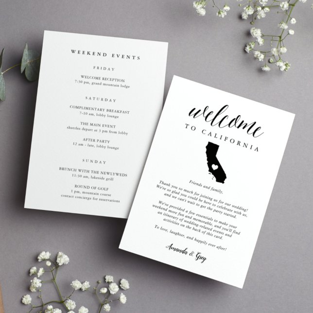 Carte LETTRE D'ACCUEIL Mariage DE Californie & Itinérair (Créateur téléchargé)