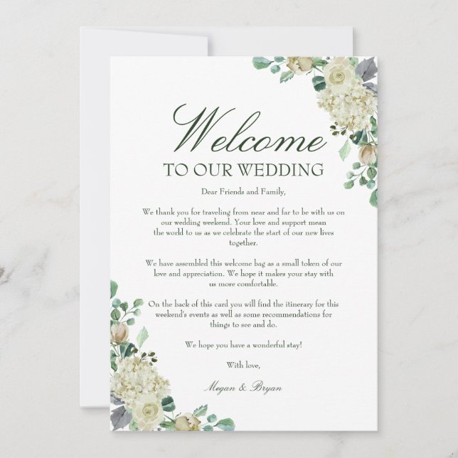 Carte Lettre d'accueil Mariage Megan et itinéraire (Devant)