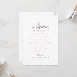Carte LETTRE D'ACCUEIL Rose Rustique Mariage D'OR Itinér