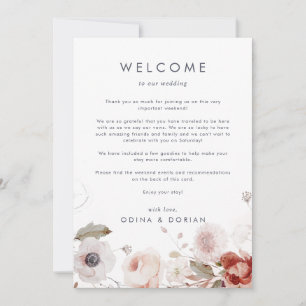Carte Lettre d'accueil simple et Mariage floral